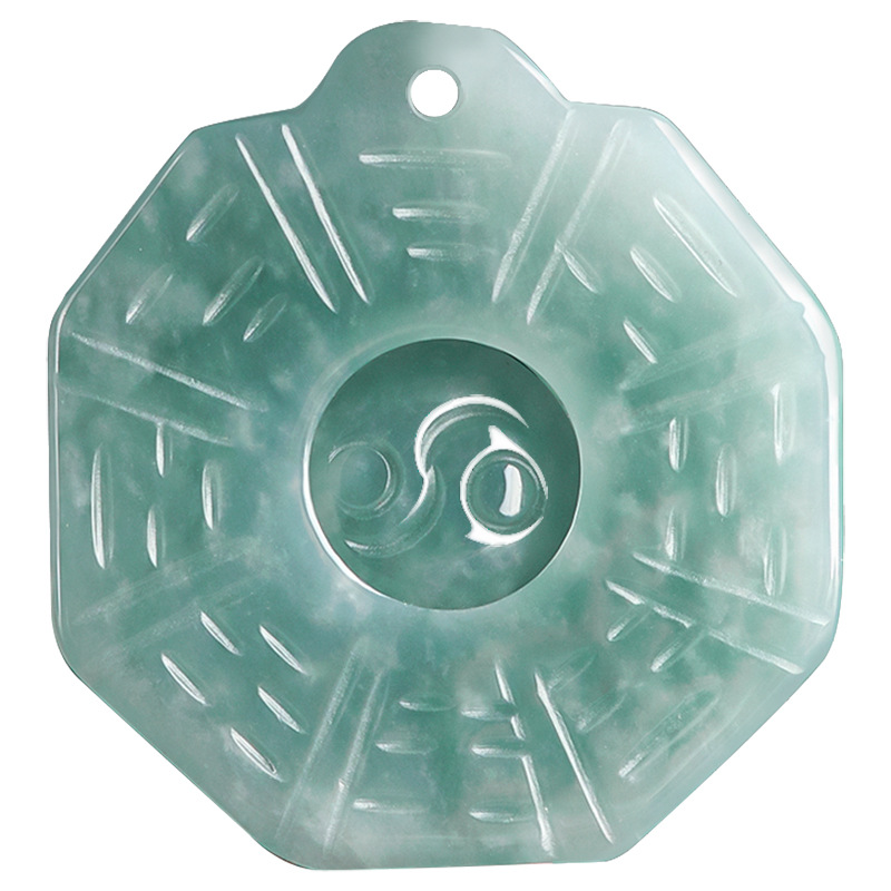 Natural A Goods Jade Blue Water Taiji Bagua Jade Pendant Ice Jade Pendant Men's and Women's Pendant Sihui Jade