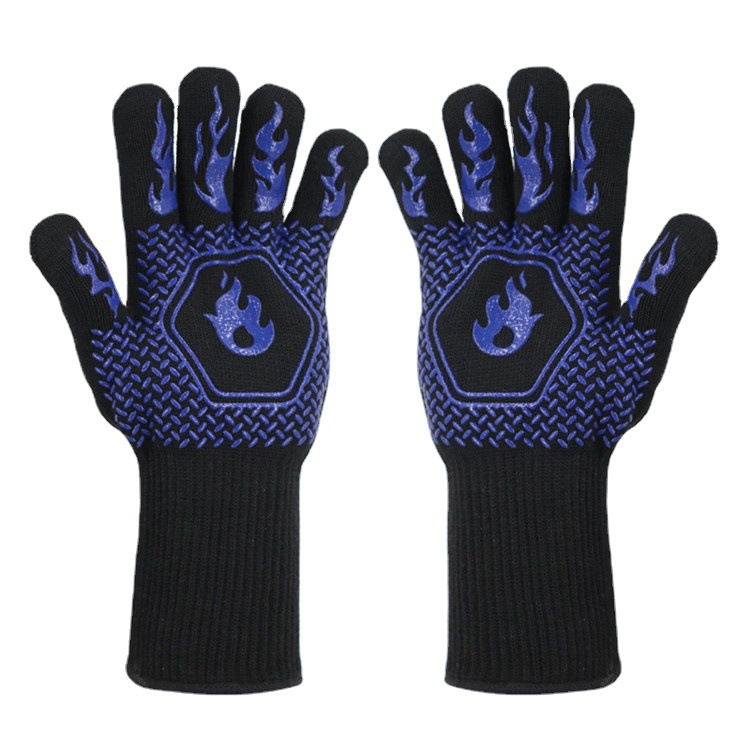 New high temperature resistant 500 degree silicone barbecue oven microwave oven anti-scalding high temperature protection welder heat insulation gloves