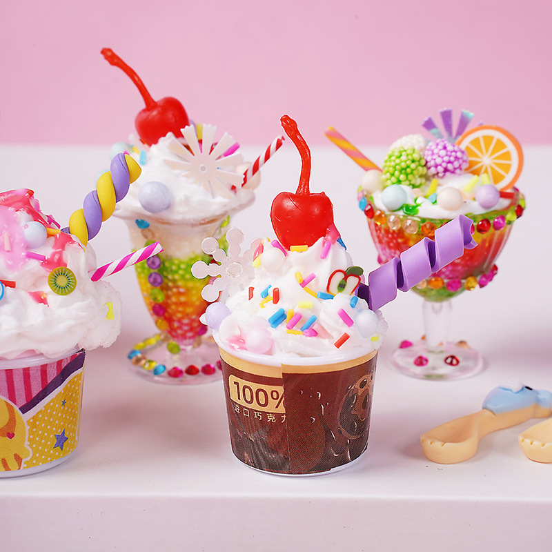 Children's Handmade DIY Ice Cream Making Material Bag Simulation Toy Food Play Cake Cream Cup Girl Toy