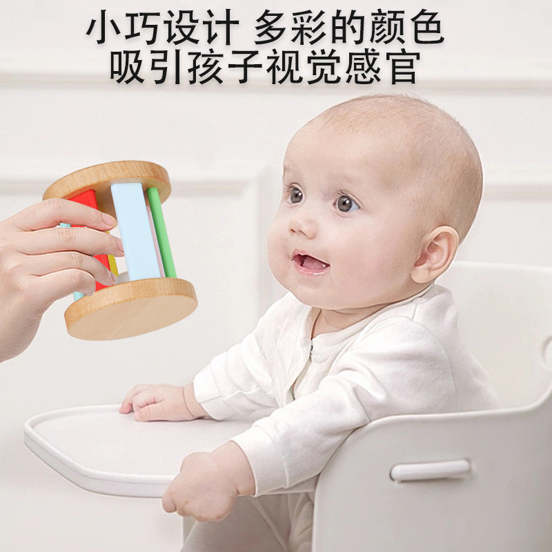 Wooden Infant Rainbow Crawling Rattle Kidsren Baby Boys and Girls Educational Early Education Enlightenment One-Year-Old Kidsren's Toys