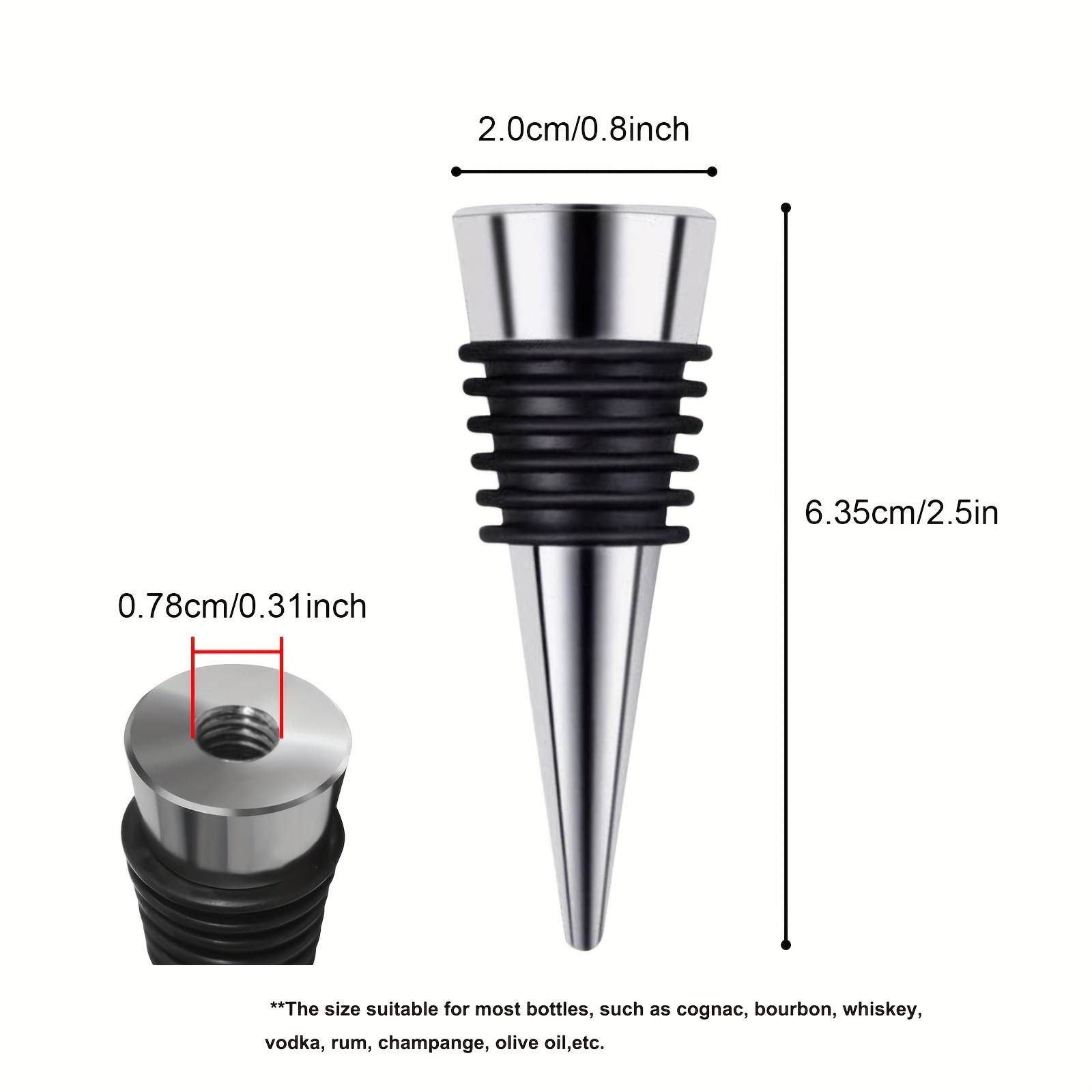 silver wine stopper lower body six ribbon hole tapered wine stopper accessories silicone wine stopper flat bottom wine stopper sparkling wine stopper