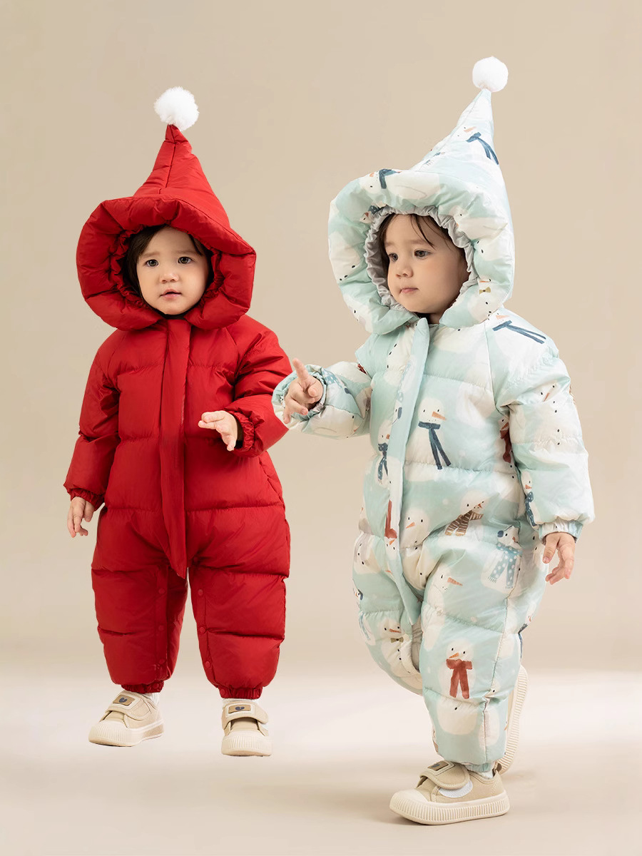 [Snowman] Baby down Jacket Baby Winter Thickened down Jumpsuit Warm Outing Clothes for Boys and Girls