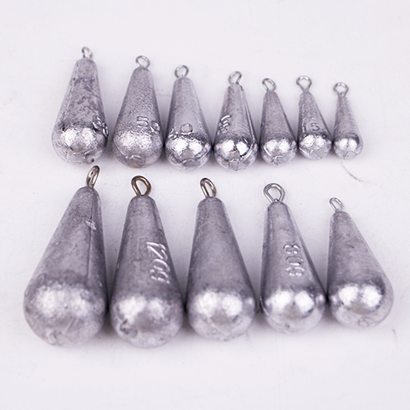Wholesale Water Drop Lead Drop Fishing Gear Accessories with Ring Lead Drop Drop Shaped Hanging Ring with Ring Willow Leaf Lead Drop Water Drop Lead Drop