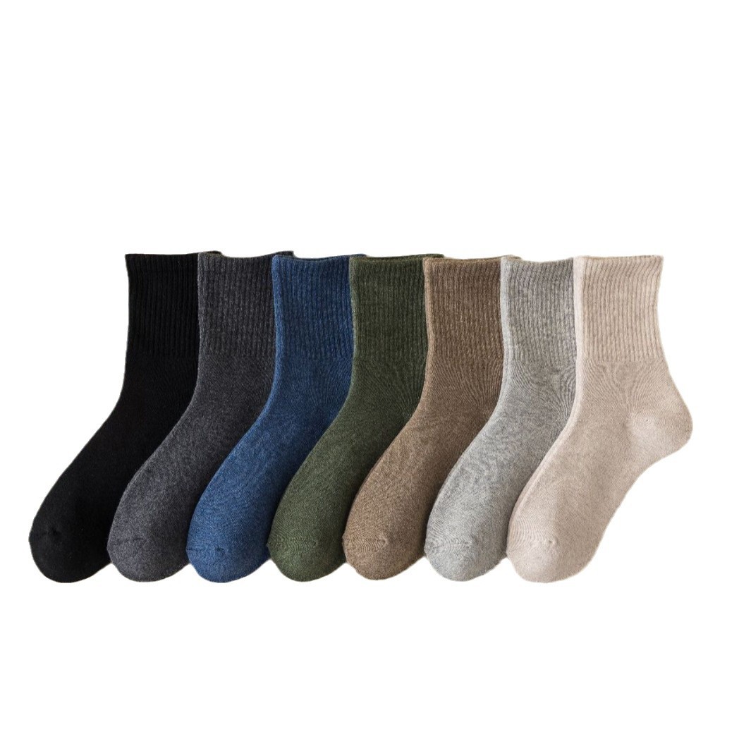 Thick socks autumn and winter pulled wool thick warm socks high rubber pile socks mid-tube men's socks sweat-absorbent warm towel socks