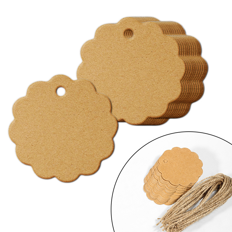 Flower type 350g kraft paper tag hemp rope Halloween Christmas Thanksgiving black card bookmark handmade label