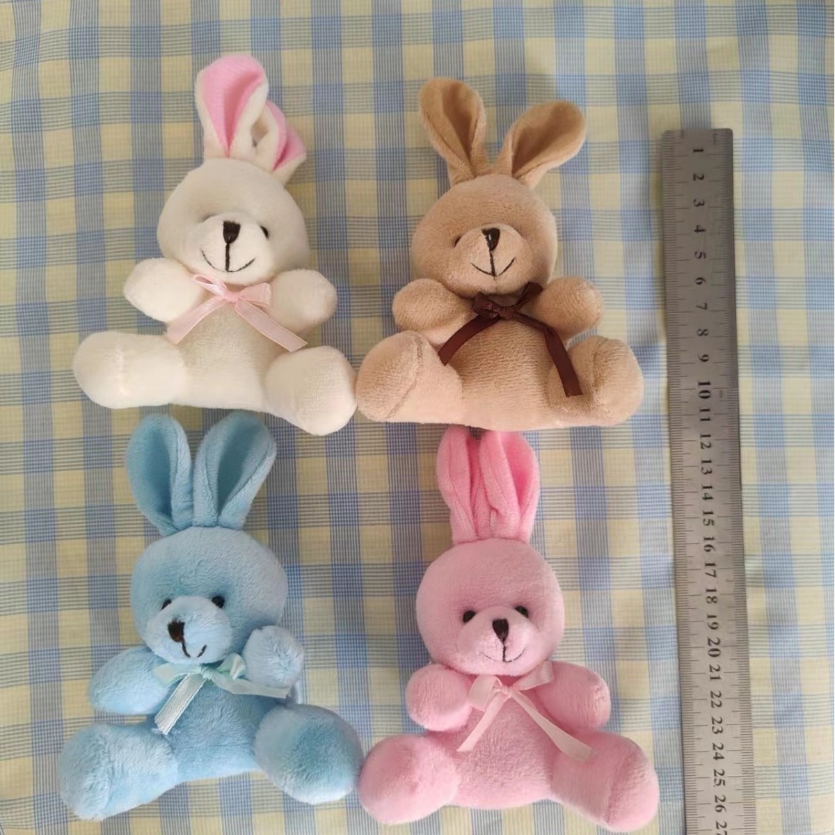 Plush Toy Manufacturer Direct Supply Without Ears 8cm Sitting Rabbit Small Pendant Promotional Gift Bag Key Doll