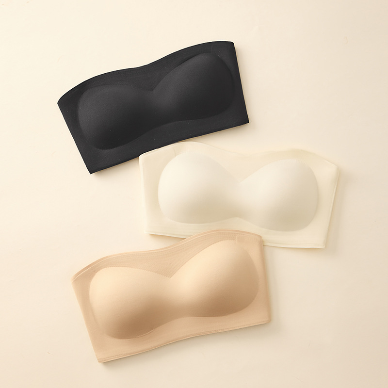 Liquid Foundation Invisible Strapless Intimates for Women Jelly Strips Non-Slip Push-Up Small Breasts and Secondary Breasts Seamless Tube Top Bra