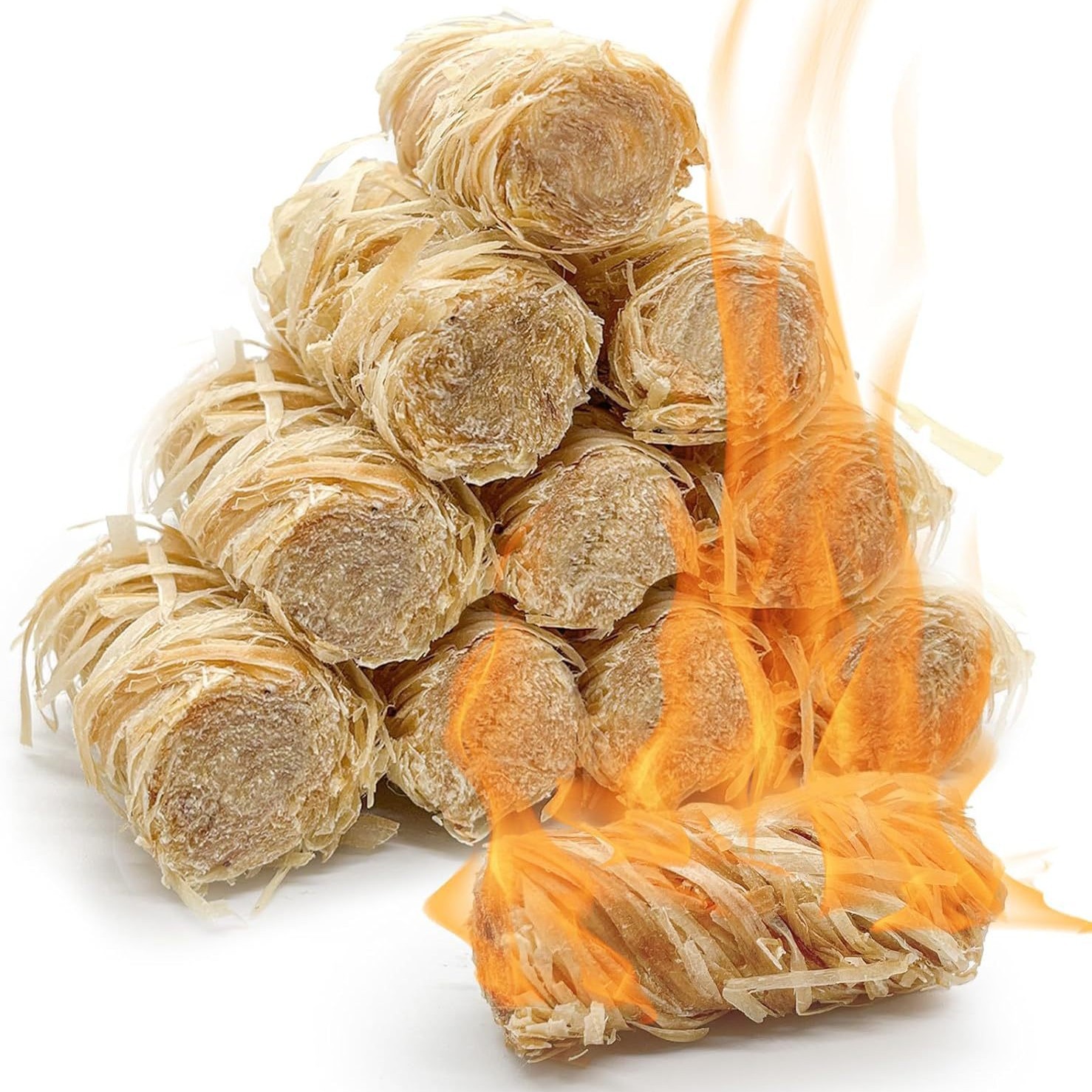 Cross-Border Source Factory Pine Silk Wax Wood Stick Fire Starter Roll Outdoor Camping Barbecue Fireplace Combustion Aid Fire Starter Quick Ignition Prevention