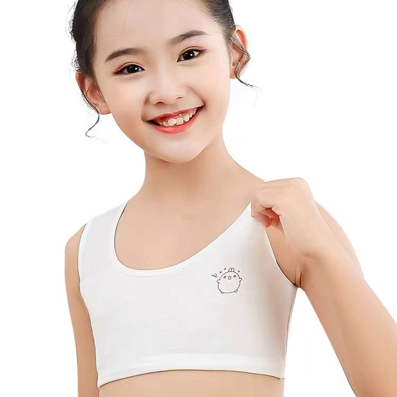 Girls Vest Development Period Intimates Junior High School Primary School Students 11-12 Years Old Middle and Older Girls Cotton Bra Cartoon