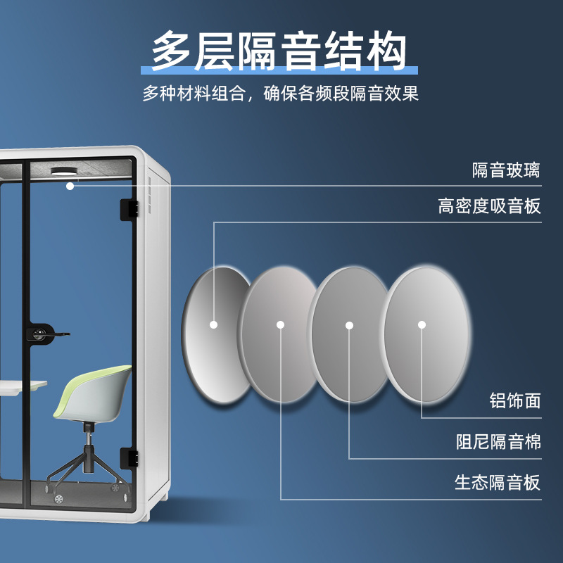 Telephone Booth Soundproof Live Broadcast Room Silent Cabin Noise Reduction Multi-Functional Office Silencer Room Shared Office Conference Room Piano