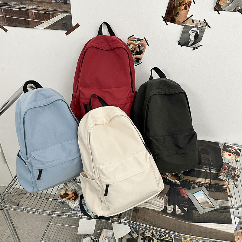Japanese Style Unprinted Backpack for Male and Female College Students Korean Style Large Capacity Solid Color Backpack Junior High School Senior high school Student Schoolbag