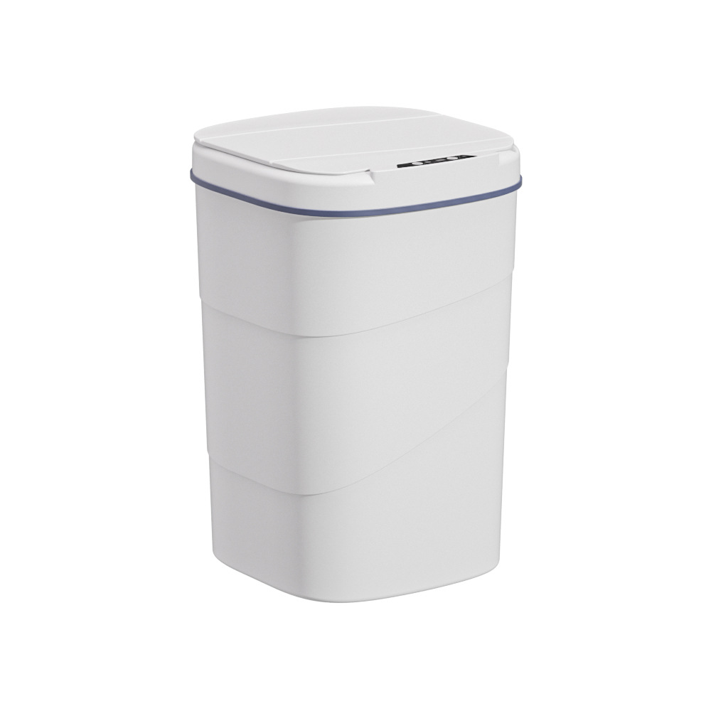 25-Year-Old New Smart Trash Can with Built-In Blue Luminous Pressure Ring Flip-Top 18L Rotary Pattern Smart Sensor Trash Can