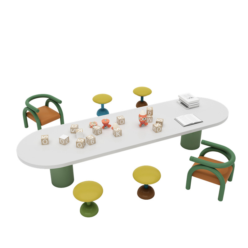 Sales Office Children's Area Table and Chair Combination Reading Round Stool Rack Air Layer Children's Paradise Entertainment Area Handmade Table and Chair New Product