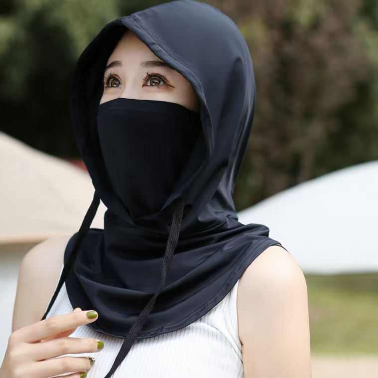 Солнцезащитная маска, женская, летняя, полное лицо, 2025, новая, из ледяного шелка, защита от UV, шапка