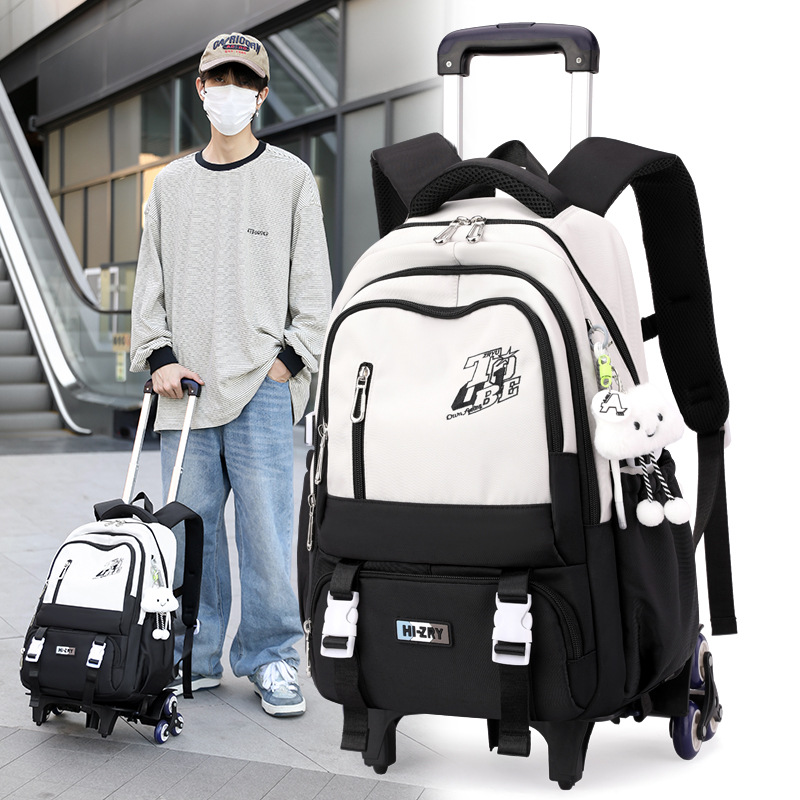 Natural Fish Trolley Bag Children's 3-6 Grade Primary School Student Backpack on Wheels Female Junior High School Student Trolley Case Backpack