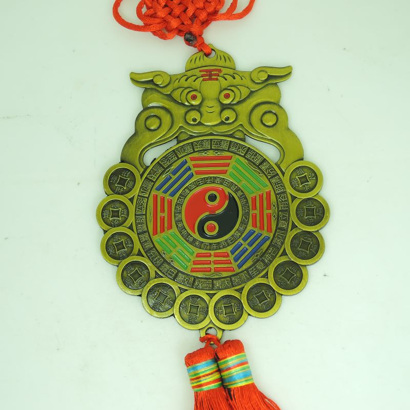 Зеркало Багуа с тигровой головой Инь Ян Тай Цзи медное 24 солнечных термина Знак зодиака Храм дом офис
