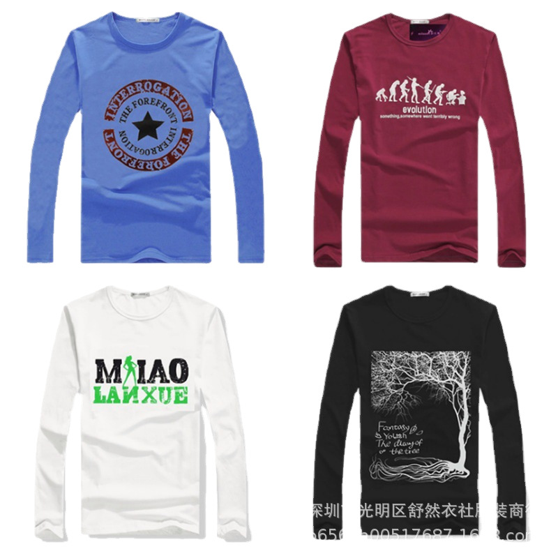 Stock spring and autumn men's T-shirt long sleeve foreign trade stall wholesale stall supply men's long sleeve clothes T-shirt