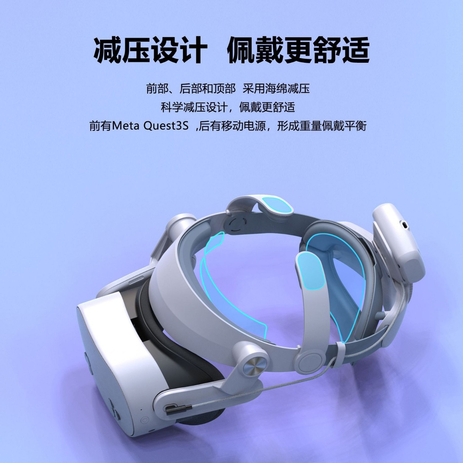 Meta Quest 3/3S Head Display Accessories 5000 Mah Colorful Cool Lamp T302Power Power Headband