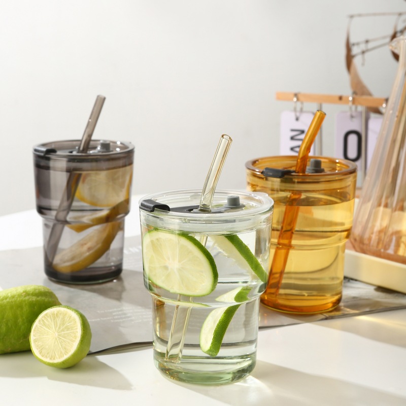 Internet Celebrity Bamboo Cup Ins Style Straw Coffee Cup Shop Celebration Drainage Advertising Gift Glass Water Cup Printed Logo