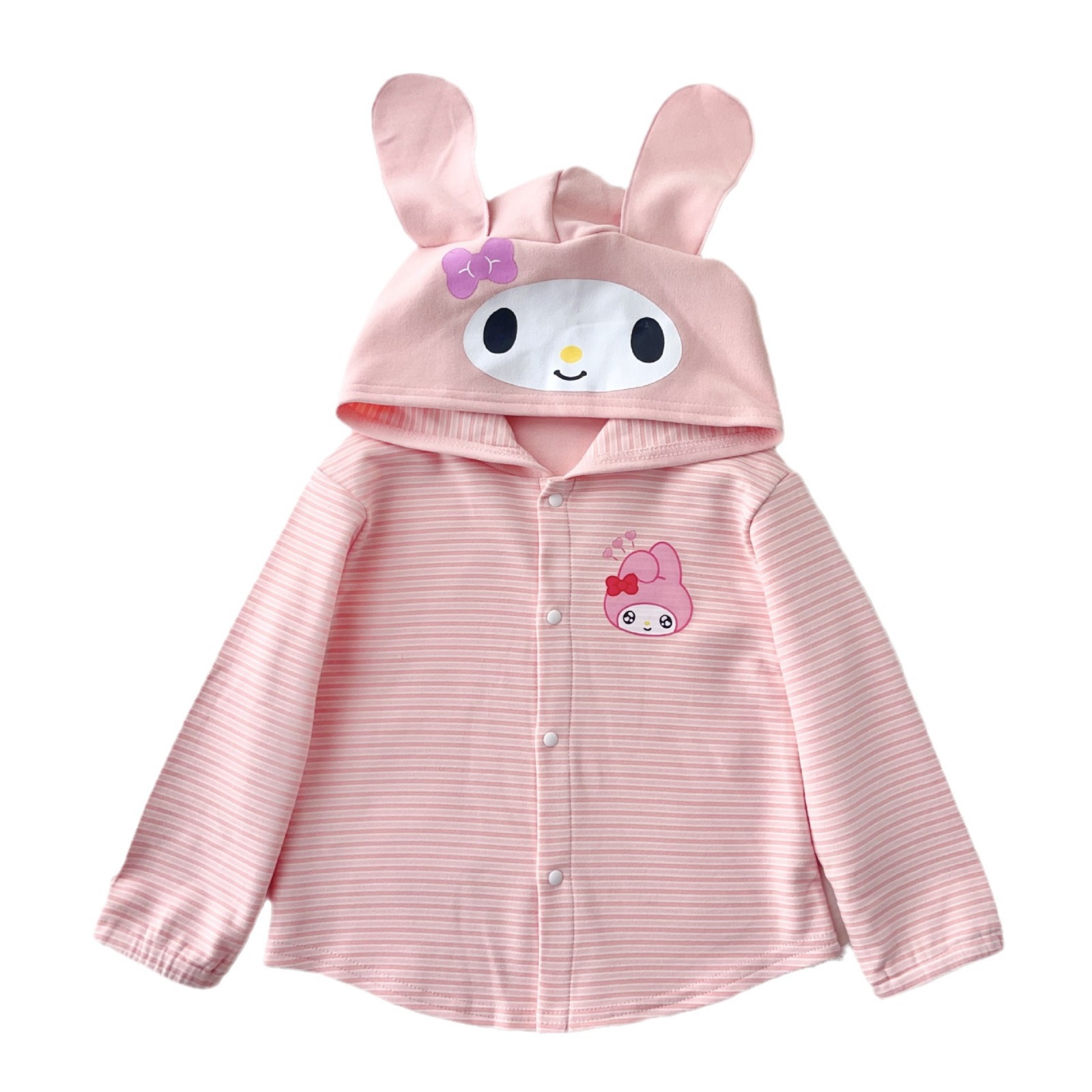 24 Children's Wear Autumn New Children's Coat Boys and Girls Hooded Cartoon Ear Cardigan Cute Autumn Thin Striped