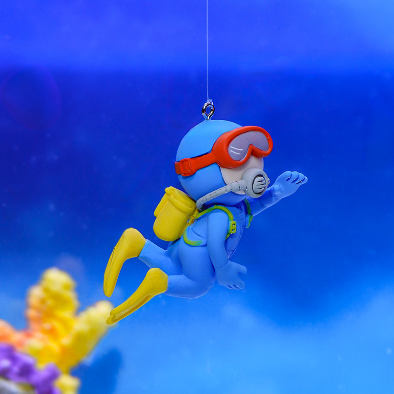 Fish Tank Landscaping Aquarium Blue Fat Diver Floating Toys Wholesale Decoration Cross-Border Fish Tank Landscaping Ornaments in Stock