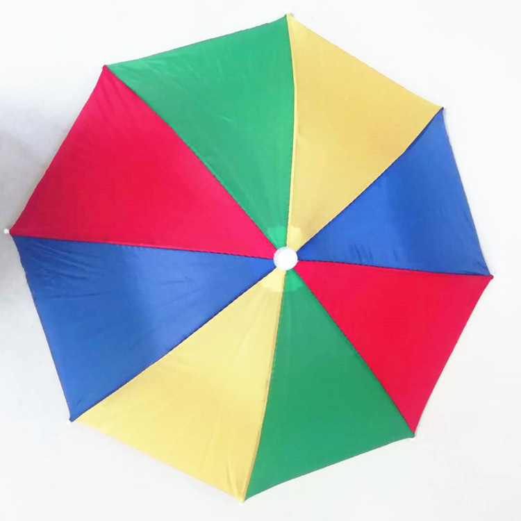 Color 53cm Hat Umbrella Head Umbrella Umbrella Hat Outdoor Rainbow Watermelon Color Strip Fishing Umbrella