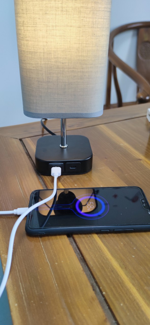 Cross-border e-commerce hot double adapter high voltage charging table lamp private model three-gear dimming