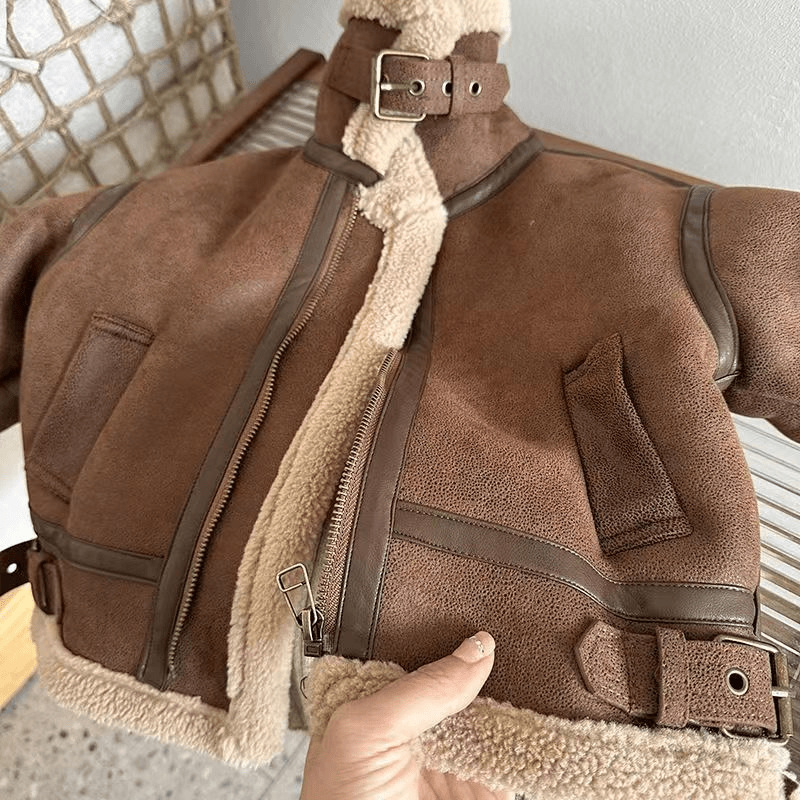 Children's Fleece-lined Jacket 2024 Winter Fashionable Suede Fur One-piece Suede for Boys and Girls Baby's Warm Clothes