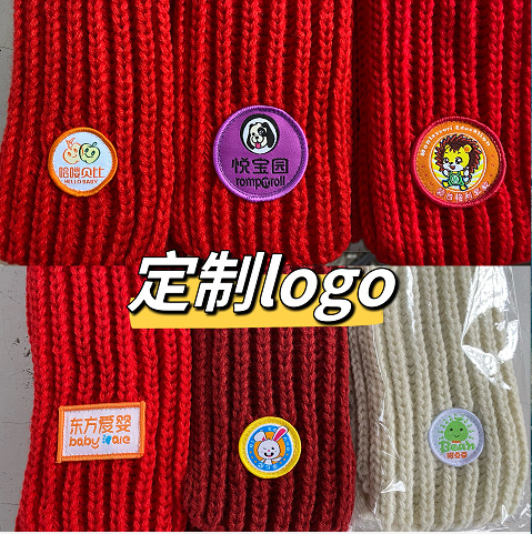 New Kidsren's Scarf Small Scarf Label Scarf Woolen Scarf Korean Style Apron Kids Scarf Logo Kindergarten