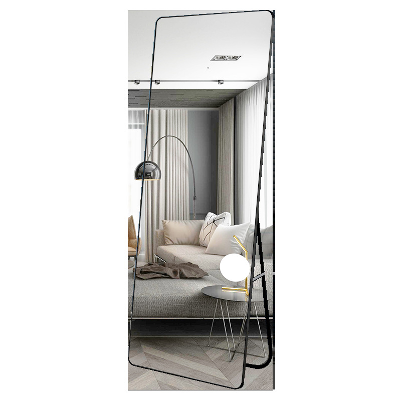 Full-Length Mirror, Floor Mirror, Household Aluminum Alloy Dressing Mirror for Girls' Bedroom, Dormitory Simple Wall-Mounted Mirror, Internet Celebrity Fitting Mirror