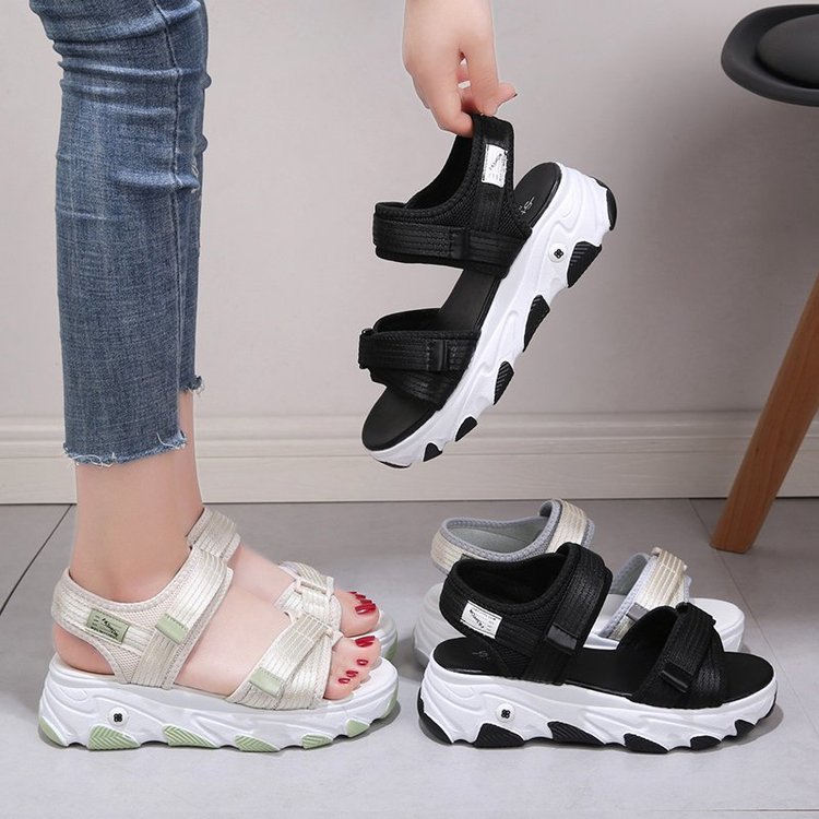 Sports Dad Shoes Sandals Women's 2025 Summer Casual Velcro Platform Shoes Ins Trbottomy Thick Sole Heightening Beach Shoes