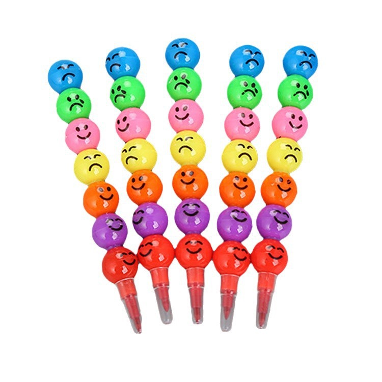 Wholesale Candied Hawthorn Seven-Section Smiley Face Candy Hawthorn Crayon Creative Student Cartoon Pencil