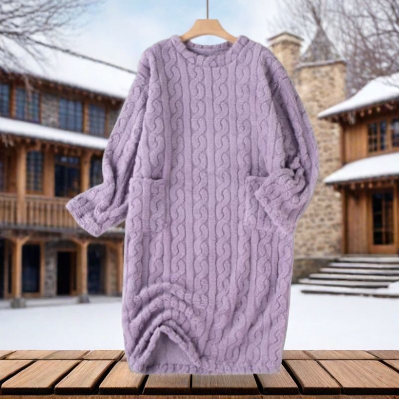 Winter New Walking Quilt, Extended, Warm, Loose, with Pockets, Coral Fleece Home Pajamas, Robe, Nightdress for Women