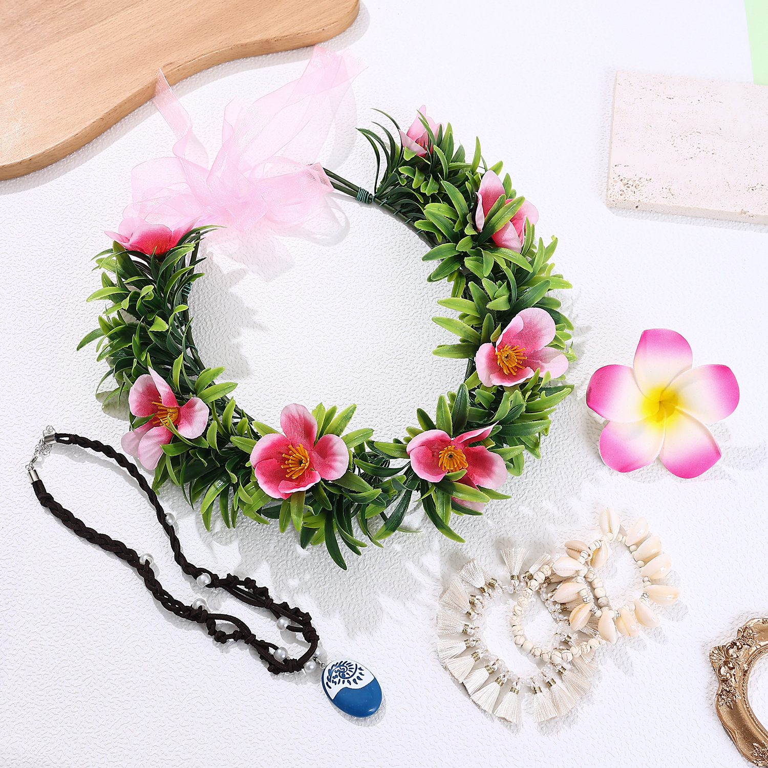 Europe and the United States crazy primitive children's anklet new length 15cm tassel white turquoise shell combination anklet