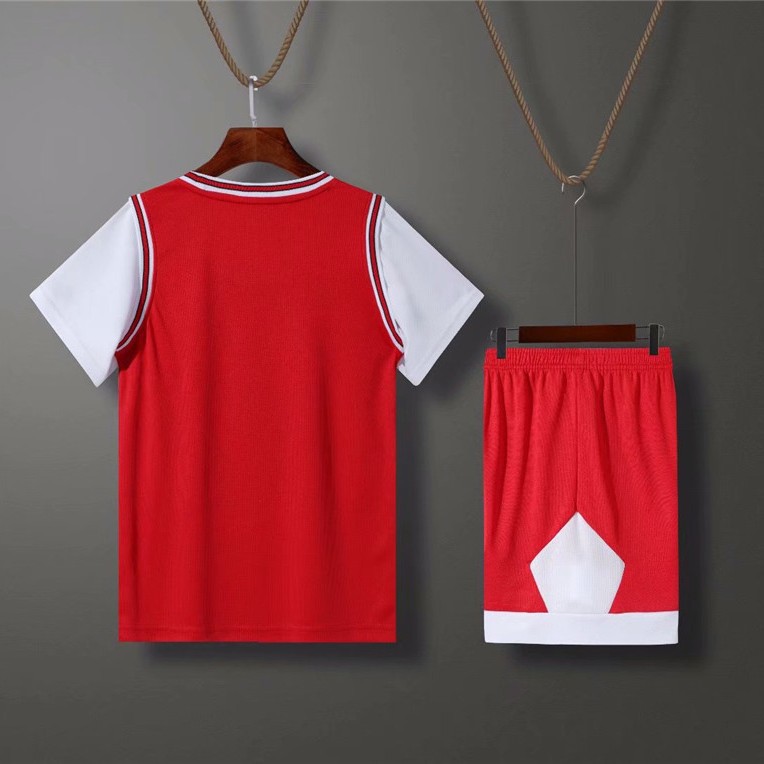 Children's short-sleeved fake two-piece light board suit for primary and middle school students Jersey training competition basketball uniform printing printing
