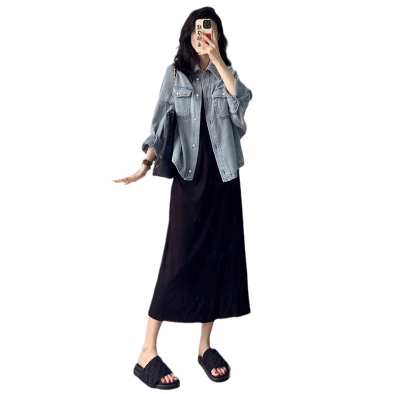 Cross-Border Retro Niche Denim Jacket for Women in Autumn Loose Korean Style Women's Versatile Cardigan Denim Jacket Outer Clothes Trendy