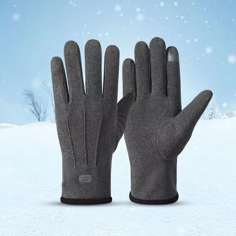 Gloves for Autumn and Winter Outdoor Warm Plus Velvet Cold-Proof Cycling Velvet Gloves with Touch Screen Anti-Slip Spot Wholesale