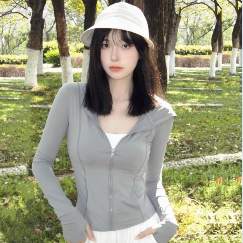 Sun Protection Clothing for Women Summer Ice Silk Breathable Tight Sun Protection Shirt Top Jacket Women's Anti-Uv Hooded Slim Sun Protection Clothing