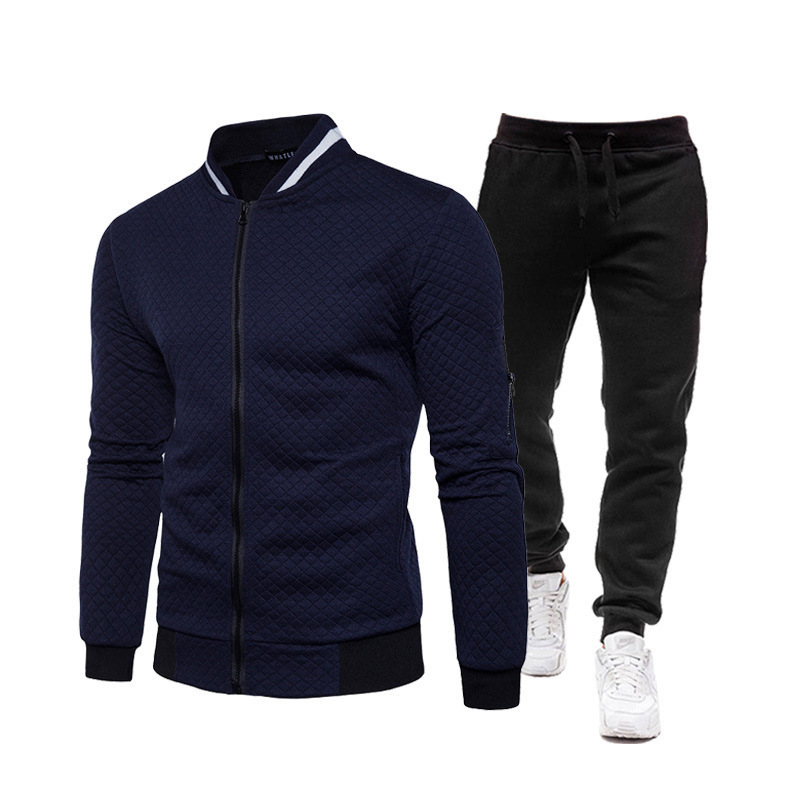 2025 Cross-Border New Autumn and Winter Men's Fashion Baseball Uniform Zipper Stand Collar Sweatshirt Solid Color Suit Casual Pants