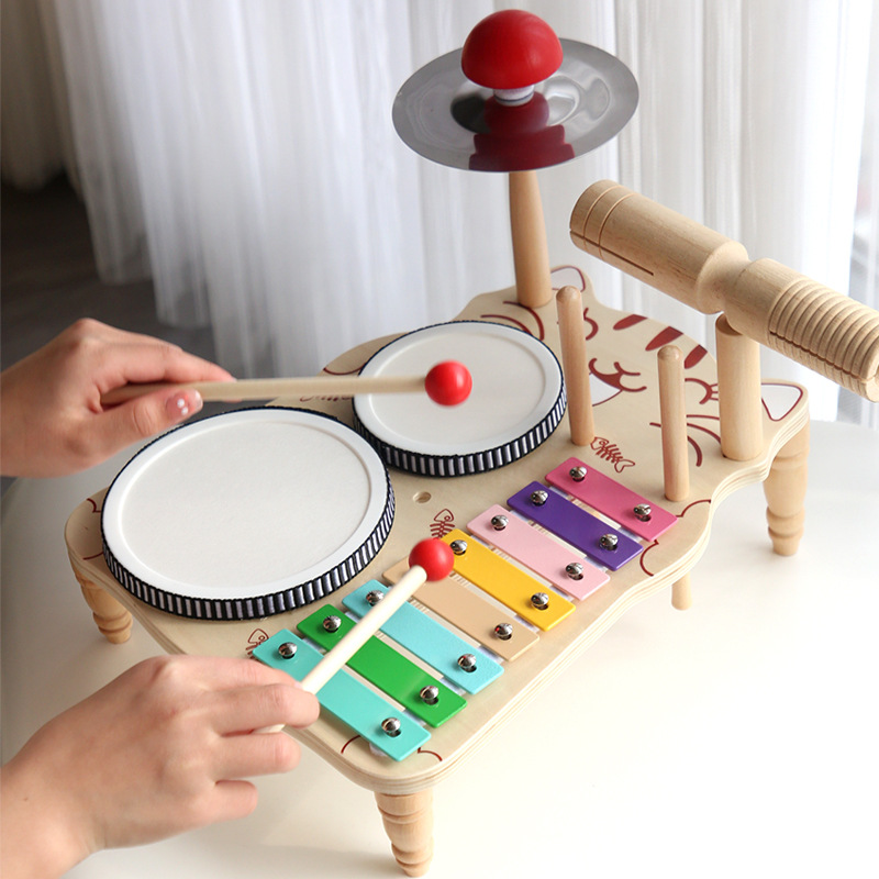 Kitten Music Station Children's Percussion Toy Instrument Percussion 3456 Years Old Musical Sense Training Enlightenment Wooden Toy Wholesale