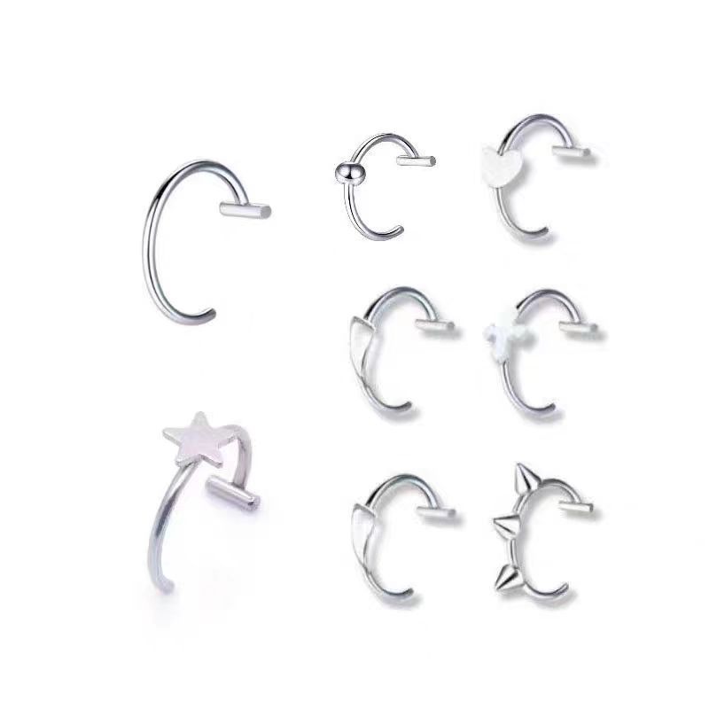 No hole hole titanium steel lip ring niche personality mirror lip ring hot girl perforated jewelry manufacturers in stock wholesale