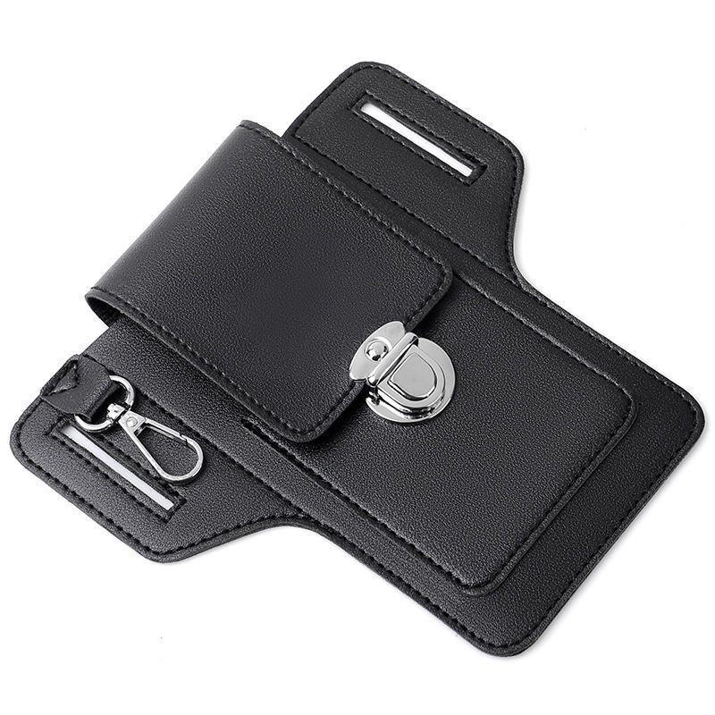 No Logo Mobile Phone Bag Belt Waist Bag Men's Universal Leather Case Hanging Waist Mobile Phone Leather Case Factory Direct Sale