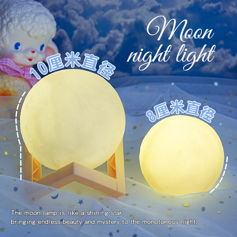 Светильник в виде луны ручной росписи, ночник для спальни, атмосферный светильник в качестве подарка на день рождения для лучшего друга