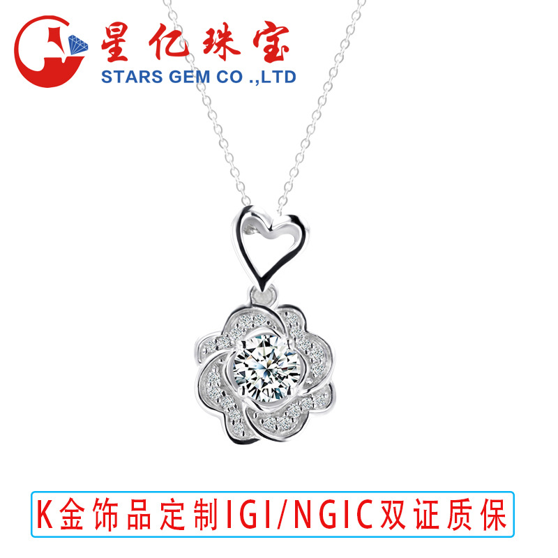 18K золото, кулон с выращенным бриллиантом, искусственный синтетический бриллиант, круглый кулон