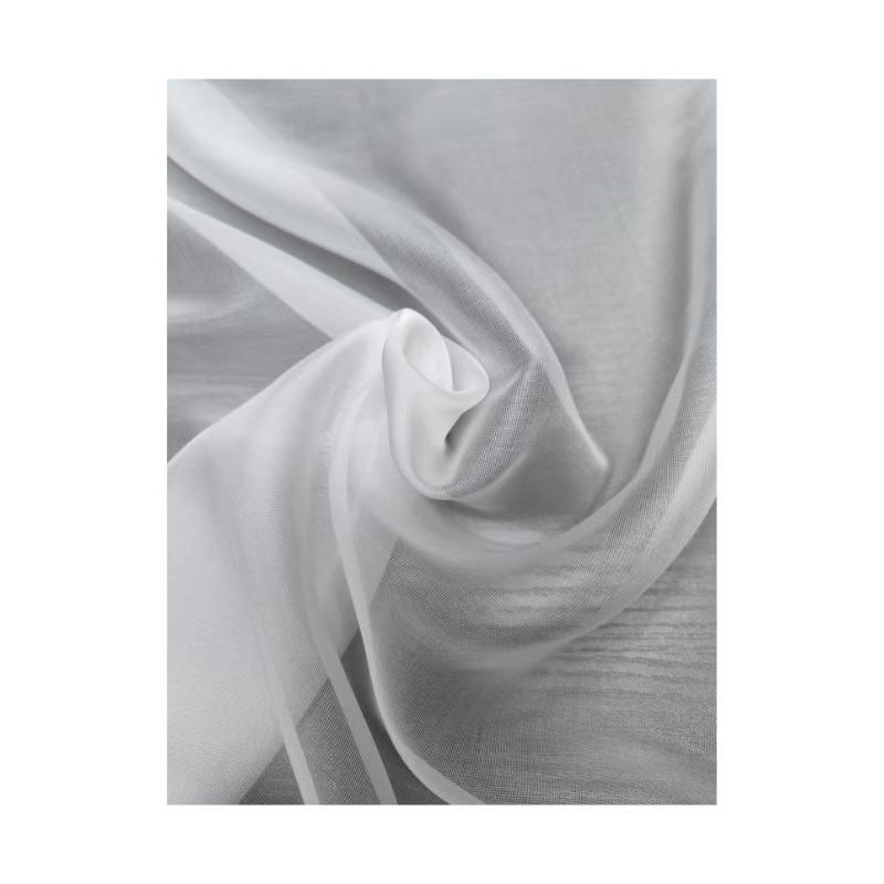 in stock Transparent 8 mmi Silk Herringbone Chiffon White Yarn Designer Fabric Summer Lightweight White Gray Fabric Factory