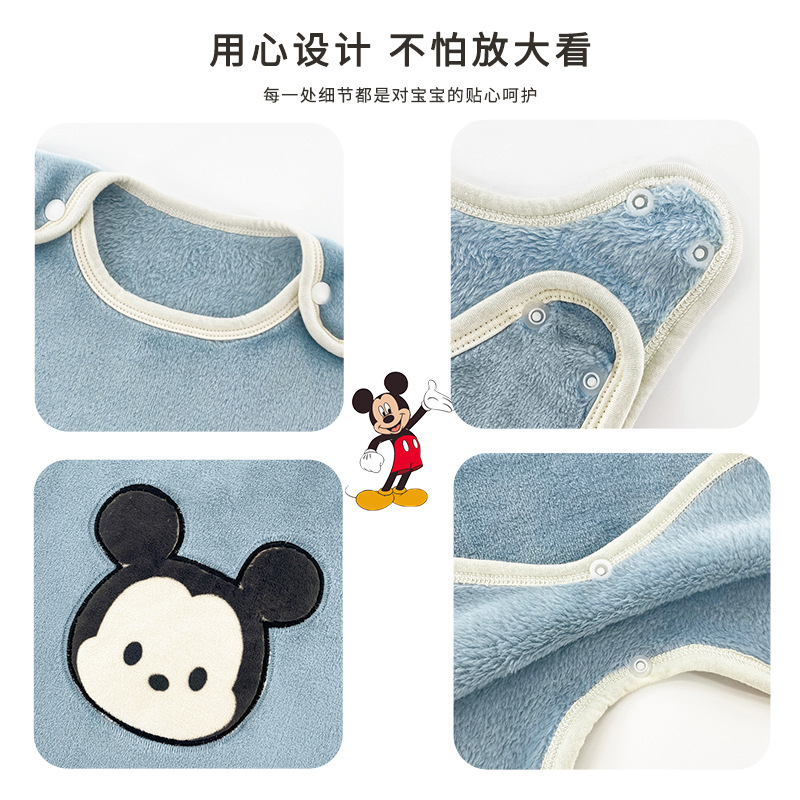 Disney Autumn and Winter Vest-Style Belly Protection Home Clothes Anti-Kick Quilt Baby Pajamas Flannel Sleeveless One-Piece Nightgown