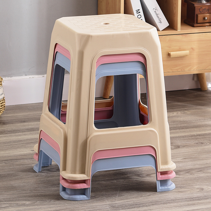 Нордическая высокая скамейка для гостиной, домашний утолщенный пластиковый стул, простой квадратный стул, взрослый обеденный стол, приготовленный пластиковый стул, оптовая продажа