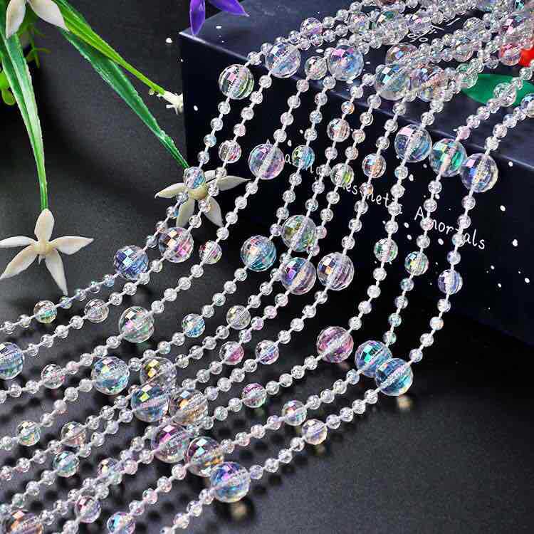 Factory Direct Sales Acrylic Transparent Colorful Bead Chain DIY Wedding Background Decoration Wedding