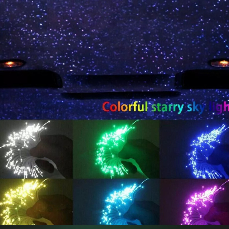 Fiber optic star light APP car star top modification 16w flashing light source machine with turntable roof ceiling light