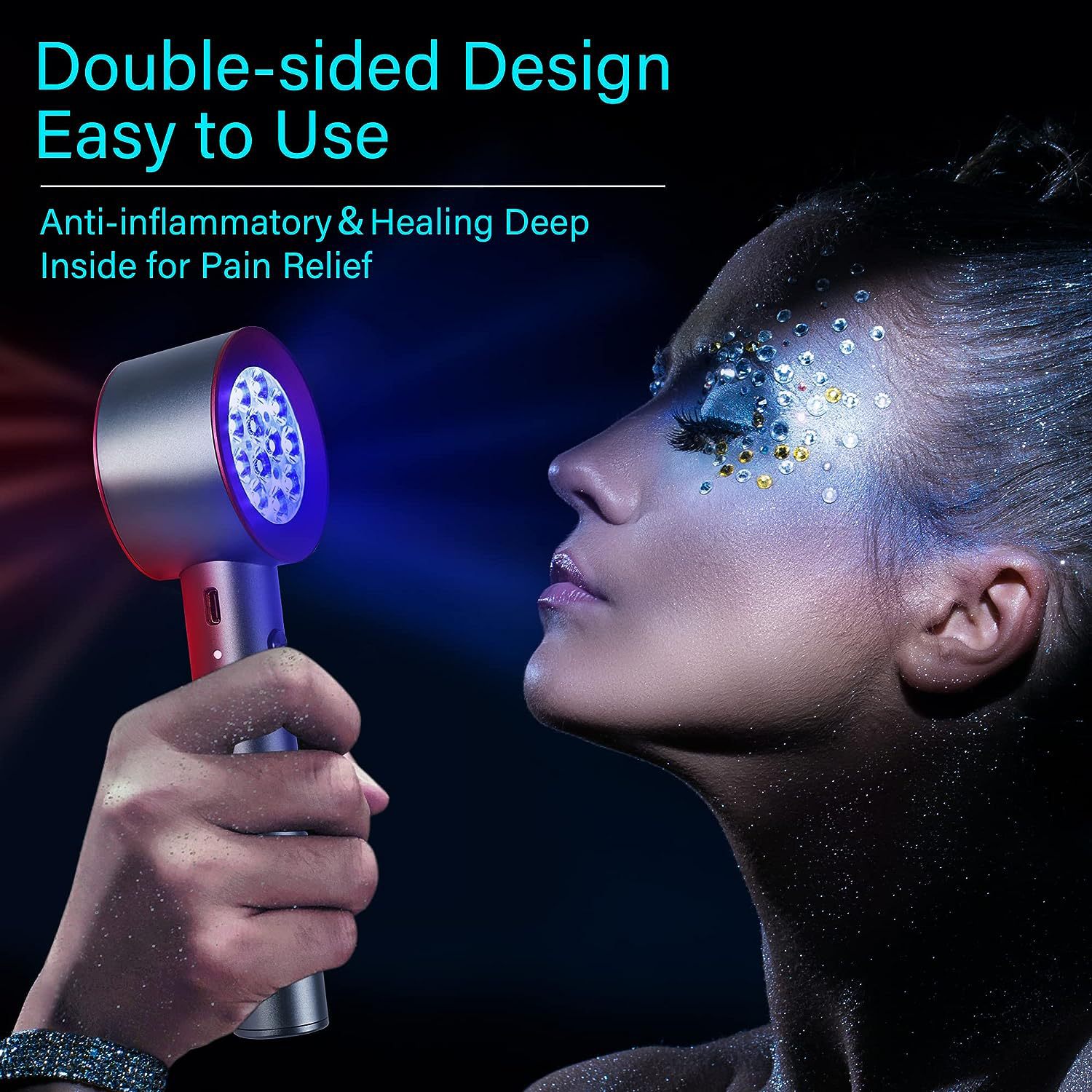 Cross-Border Hot-Selling Red and Blue Light Handheld Beauty Instrument Pet Skin Treatment Care Instrument Repair Whitening and Lightening Wrinkles